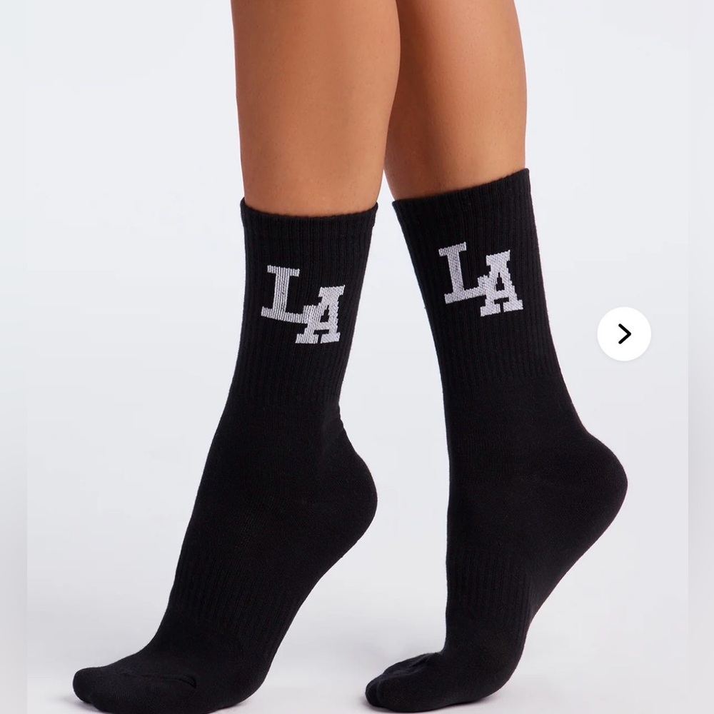 Black 'LA' City Crew Socks - OS 2 pair